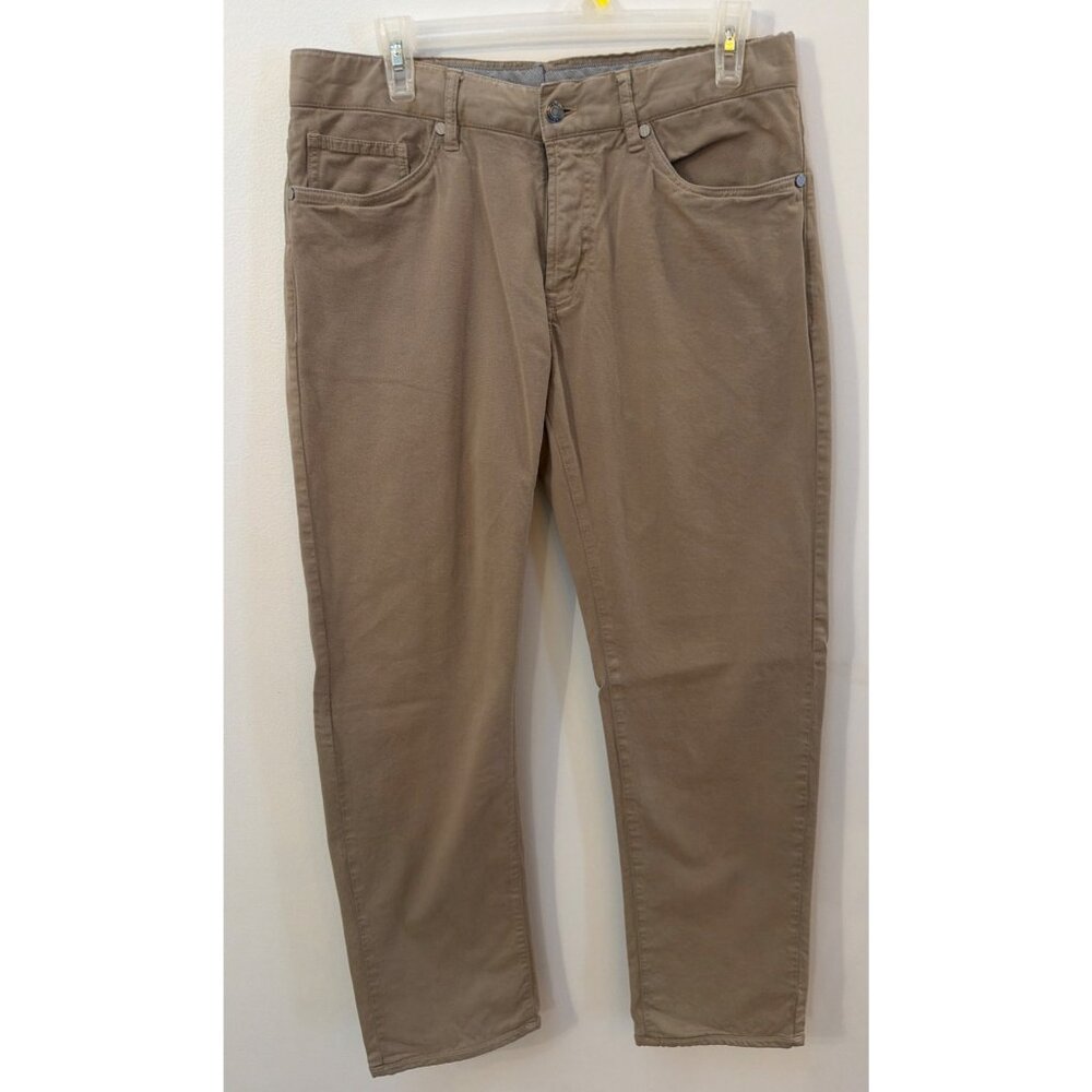 Peter Millar Mens Khaki Stretch Slim Fit Pants 89% Cotton 10% Wool Size 34